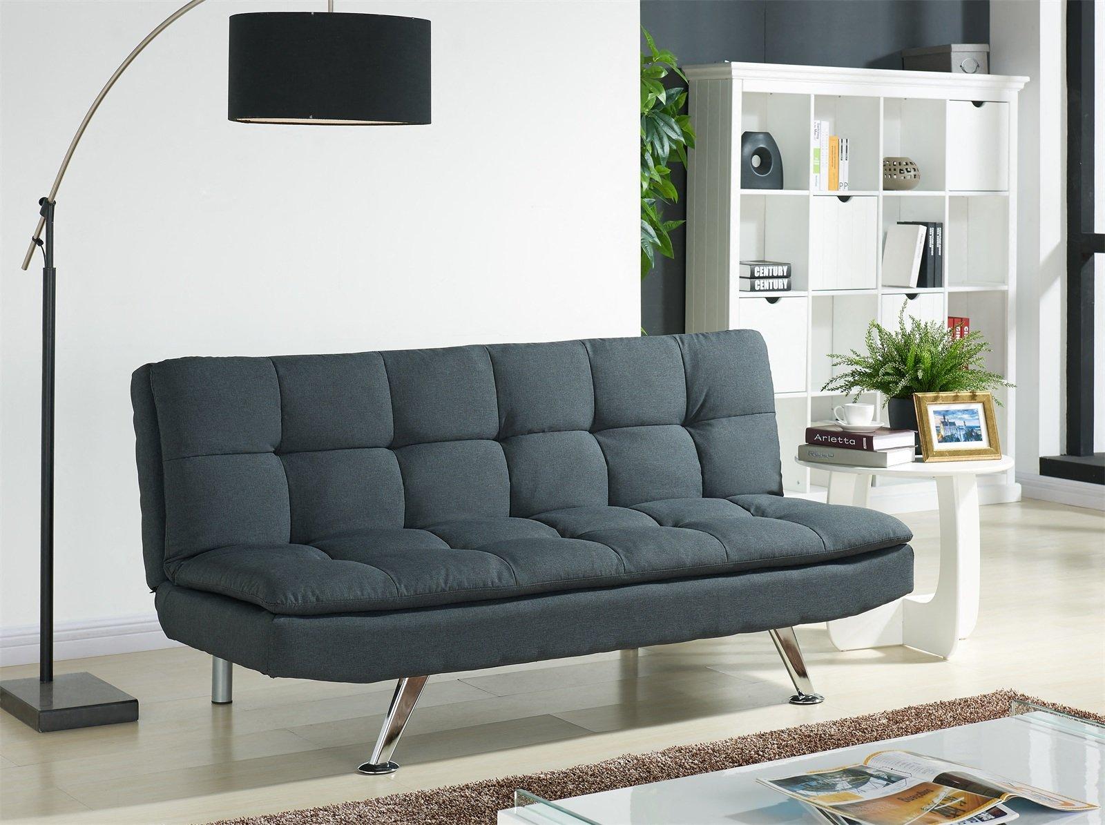 Kingston Fabric Sofa Bed With Tufted Detail and Chrome Legs